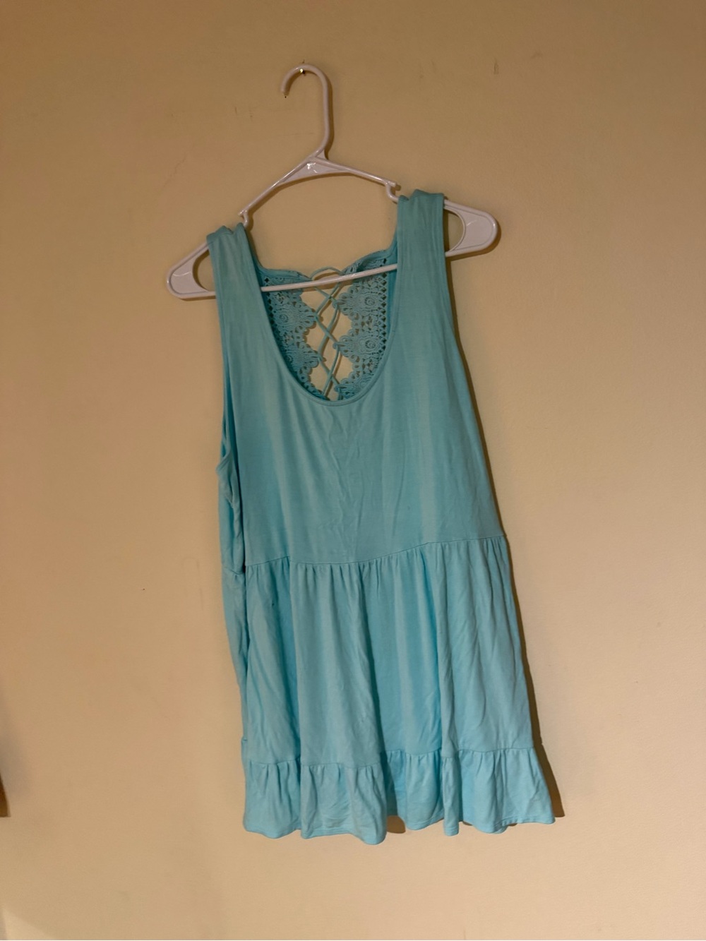 torrid Aqua Crochet-Back Tiered Tank